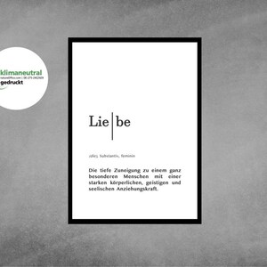 Poster - Liebe - Geschenk zur Verlobung, Hochzeit, Geburtstag, Muttertag, Jahrestag, Weihnachten (Druck auf Recyclingpapier)
