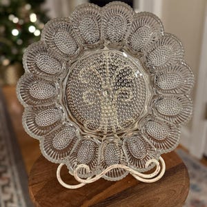 Vintage Indiana Glass Hobnail Clear Deviled Egg Plate