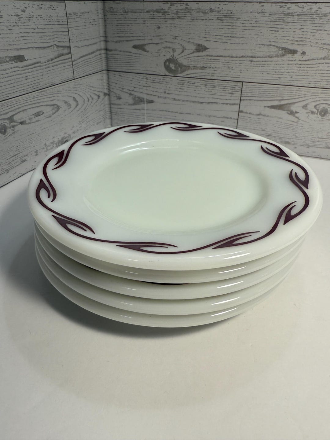 Ruby Red Pyrex Vintage Pyrex Tableware Ruby Scroll Maroon Hook Bread Plates, Set of 5 ...