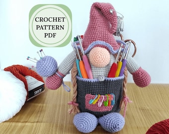 Gnome patterns crochet, crochet organizer doll, gnome patterns pdf, doll handmade pattern, amigurumi pattern toy, crochet doll patterns