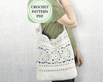 Crochet Granny Square Bag Pattern, Boho Tote, Crossbody (PDF Pattern)