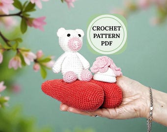 Crochet Teddy Bear & Heart Pattern: Valentine's Day Amigurumi Toys (PDF Download Pattern)