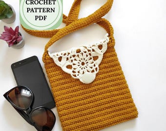 Crochet Crossbody Purse Pattern for Gifts, Vintage Boho Cotton Look