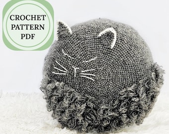 Amigurumi Cat Crochet Pattern, Easy Decorative Pillow (PDF Pattern)