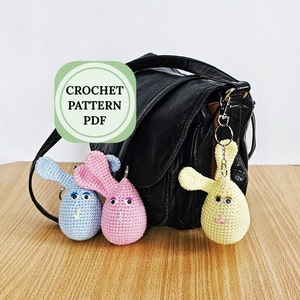 Crochet bunny pattern,  keychain crochet animals, Easter crochet pattern amigurumi, easter bunny, Crochet easter eggs,Easter crochet pattern