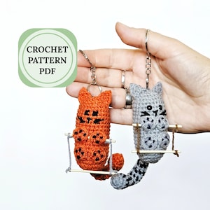 Cat keychain crochet pattern, Cat toys crochet patterns, Keychain crochet pattern, cat amigurumi crochet pattern, keychain crochet animals
