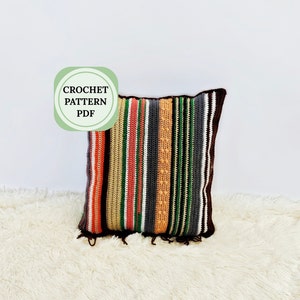 Patrón de funda de almohada bohemia, Patrón de crochet de funda de almohada, Almohada decorativa de crochet, Patrón de crochet fácil para principiantes, Funda de cojín de crochet
