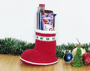 Digital crochet pattern Santa&#39;s boots, amigurumi christmas crochet patterns, christmas crochet pattern, crochet christmas organizer pattern