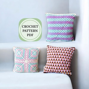 Patrón de crochet cuadrado de abuela, patrón de funda de almohada de crochet, patrón boho de crochet, patrón de funda de cojín de crochet con botones, patrón de almohada de crochet