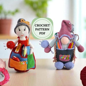 Crochet pattern bundle, amigurumi gnome pattern, crochet organizer doll, set of 2 patterns crochet, organizer pattern, crochet doll patterns