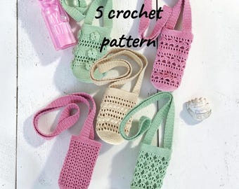 Patrón de portabotellas de agua a crochet, ideal para principiantes, bolso bandolera estilo boho.
