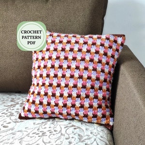 Patrón de funda de almohada de crochet, patrón de crochet fácil para principiantes, almohada decorativa de crochet, patrón de funda de cojín de crochet con botones