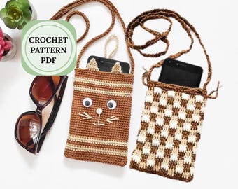 Patrón de bolso para teléfono de ganchillo en PDF: Bolso bandolera fácil de usar