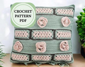 Grandma Square Kissenbezug Häkelanleitung: Boho Kissen (PDF-Muster)