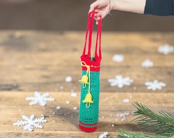 Christmas Wine Bottle Holder Crochet Pattern (PDF Patttern)