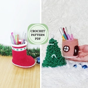 Amigurumi christmas crochet patterns, crochet pattern christmas tree, Crochet organizer pattern, Christmas basket crochet pattern