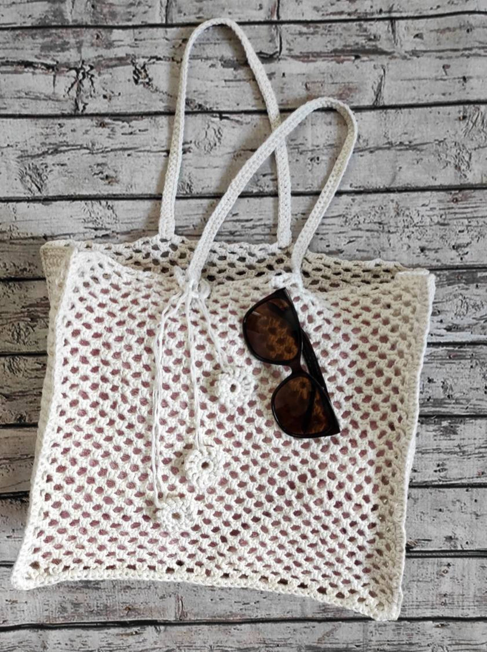 White crochet bag beach bag crochet bag summercotton bag Etsy