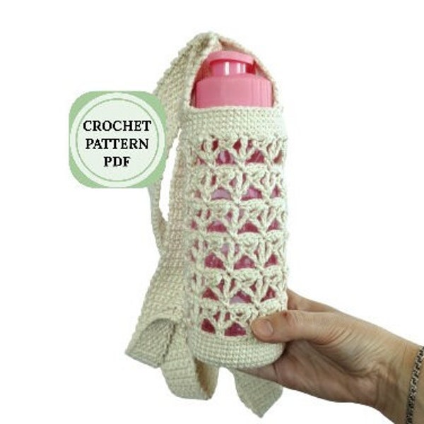 Bottle bag crochet pattern, Water bottle bag pattern, Water bottle holder pattern, patterns for bag making, water bottle holder crochet