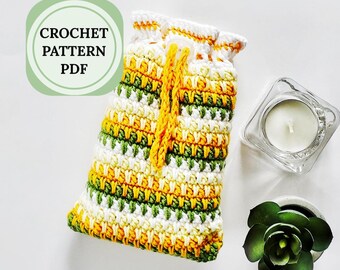 Patrón de bolso de ganchillo cuadrado con cordón estilo abuela (PDF)