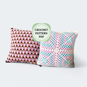 Patrón de crochet cuadrado de abuela, patrón de funda de almohada de crochet, patrón boho de crochet, patrón de funda de cojín de crochet con botones, patrón de almohada de crochet