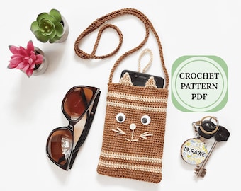 Patrón PDF de funda para teléfono a crochet: diseño de bolso bandolera fácil