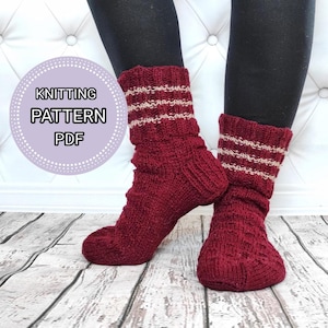 Easy knit socks pattern, Beginner sock knitting pattern, Sock knit pattern, cozy socks knitting pattern, knit tube sock, knitted chunky sock