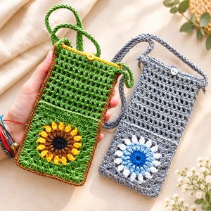 Crochet Phone Pouch Pattern PDF, Granny Square Easy Crossbody Bag