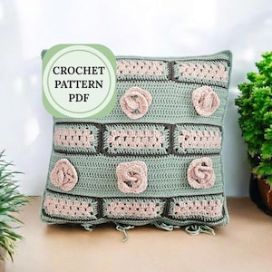 Fundas de almohada tejidas a crochet con forma de abuela, funda de almohada boho, patrón de funda de cojín tejida a crochet, crochet boho, patrón de funda de cojín tejida a crochet con botones