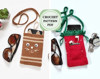 Patrón PDF de bolso de crochet para teléfono: Bolso bandolera fácil