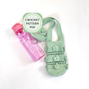 Crochet bottle holder pattern, Water bottle holder crochet pattern, easy crochet pattern for beginners, crochet crossbody bag pattern