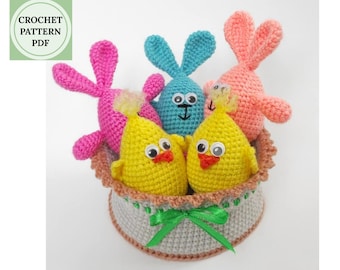 Easter crochet pattern amigurumi, Easter crochet pattern, crochet bunny pattern, crochet chicken, eastern chicken, easter bunny, crochet egg