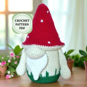 Gehaakt kabouterpatroon paddestoel, haakpatronen amigurumi-kabouter, haakpatroon amigurumi-paddenstoel, haakpatronen Scandinavische kabouter