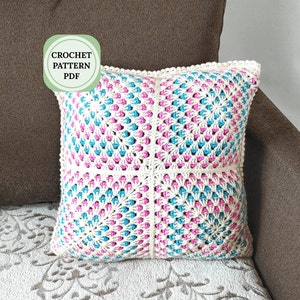 Funda de almohada boho, Fundas de almohada de crochet con forma de abuela, Patrón de funda de cojín de crochet, crochet boho, Patrón de funda de cojín de crochet con botones