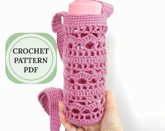 Patrón de ganchillo para portabotellas de agua, bolso bandolera estilo boho (descarga en PDF)