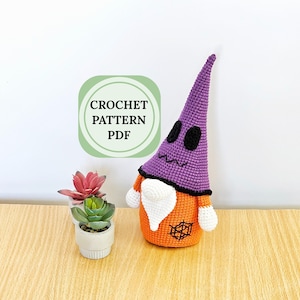 Halloween crochet gnome pattern, halloween crochet pattern amigurumi, Scandinavian gnome crochet pattern, halloween decor for home crochet