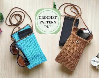 Crochet Crossbody Phone Bag, Cell Handmade Purse Pattern PDF
