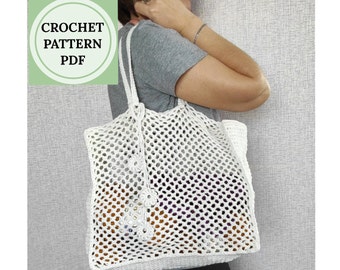Summer bag crochet pattern, tote bag pattern, Market bag crochet, Boho bag crochet, easy crochet pattern bag, beach bag crochet pattern