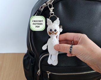 Modèle de porte-clés chat au crochet, jouet animal Amigurumi (modèle à télécharger au format PDF)