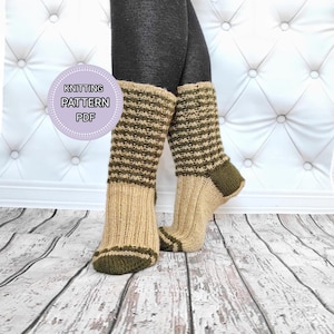 Easy knit socks pattern, cozy socks knitting pattern, Beginner sock knitting pattern, knitted chunky sock, House socks, Sock knit pattern