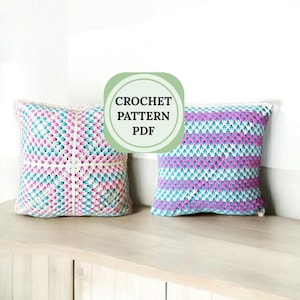 Patrón de funda de almohada de crochet, patrón de crochet cuadrado de la abuela, almohada de crochet boho, patrón de funda de crochet, patrón de crochet fácil para principiantes