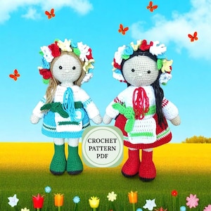 Amigurumi doll crochet pattern, amigurumi toys crochet patterns, ukrainian traditional doll, doll handmade pattern pdf, amigurumi girl doll