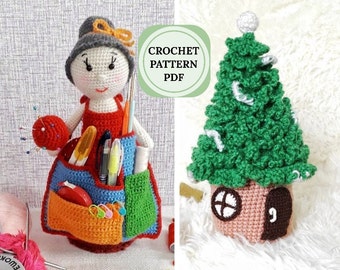 Crochet organizer pattern, crochet organizer doll, crochet patterns amigurumi cute, crochet christmas tree, crochet patterns amigurumi doll