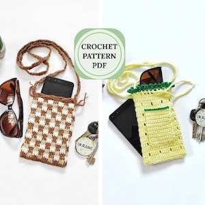 Crochet cell phone purse pattern, Crochet phone bag pattern, Pattern crochet phone pouch, Crossbody bag crochet pattern, boho crochet bag