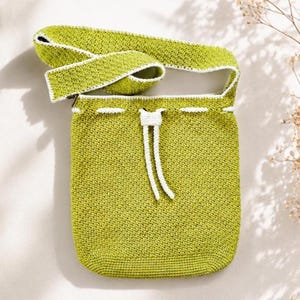 Crochet Summer Tote Bag Pattern, Crossbody Drawstring Purse, Cotton Yarn, PDF Download