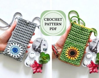 Crochet Phone Pouch Pattern PDF, Granny Square Easy Crossbody Bag