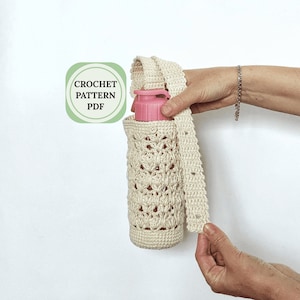 Water bottle crochet holder pattern, Bottle bag crochet pattern, Crochet boho bag pattern, water bottle bag pattern, patterns for bag making