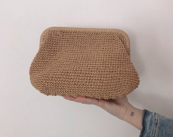 Straw Clutch Bag, Summer Bag, Boho Beach Clutch, Tan Color Hand Bag, Raffia Hand Bag, Summer Pouch Bag, Gift For Her, Mothers Day Gift