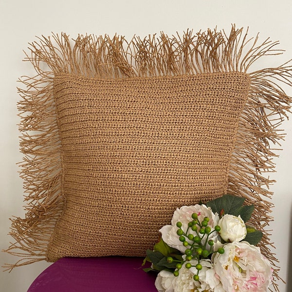 Straw Cushion Etsy