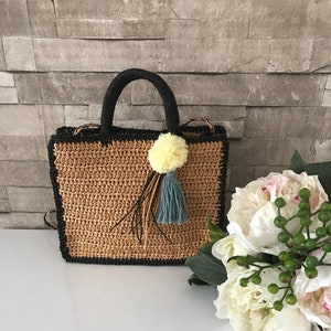 Straw Tote Bag, Mini Summer Bag, Crossbody Bag, Crochet Bag, Phone Bag, Mini Messenger Purse, Summer Purse, Fashion Raffia Purse