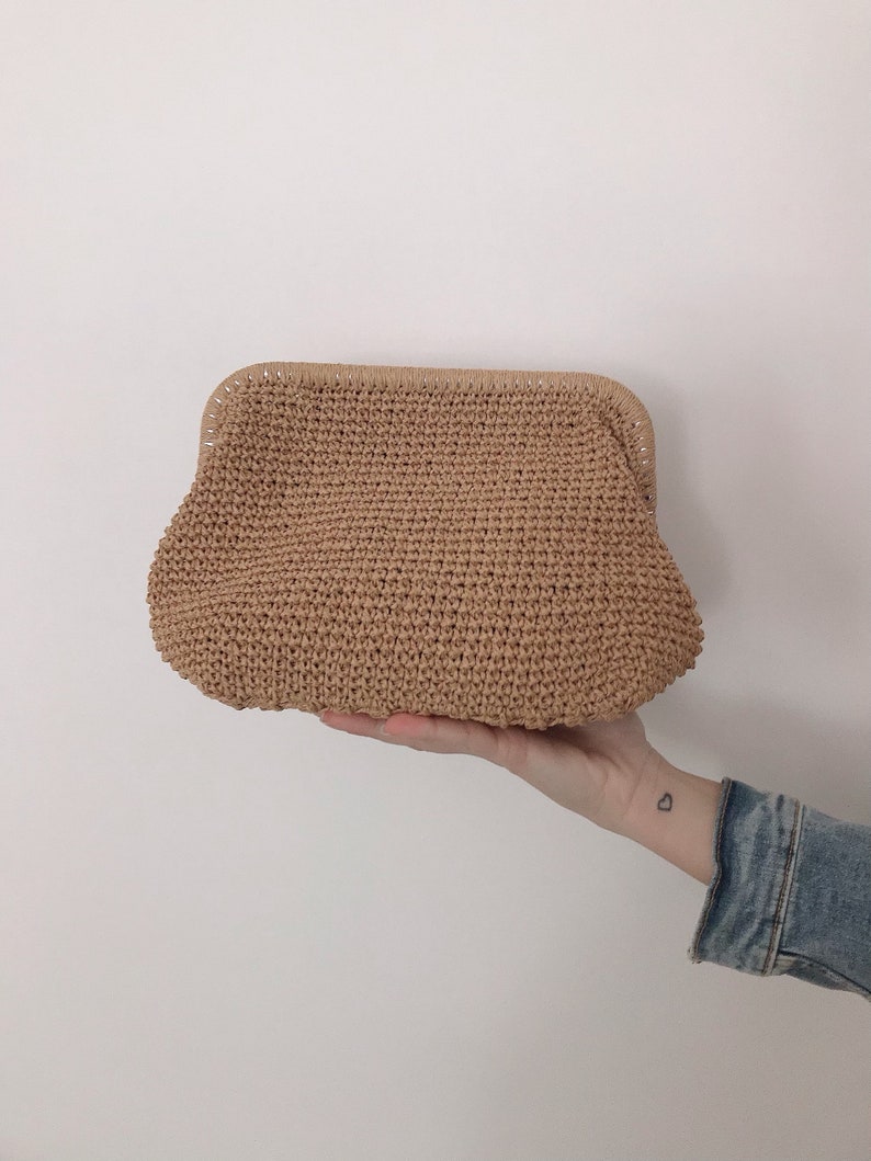 Straw Clutch Bag Summer Bag Boho Beach Clutch Tan Color Etsy